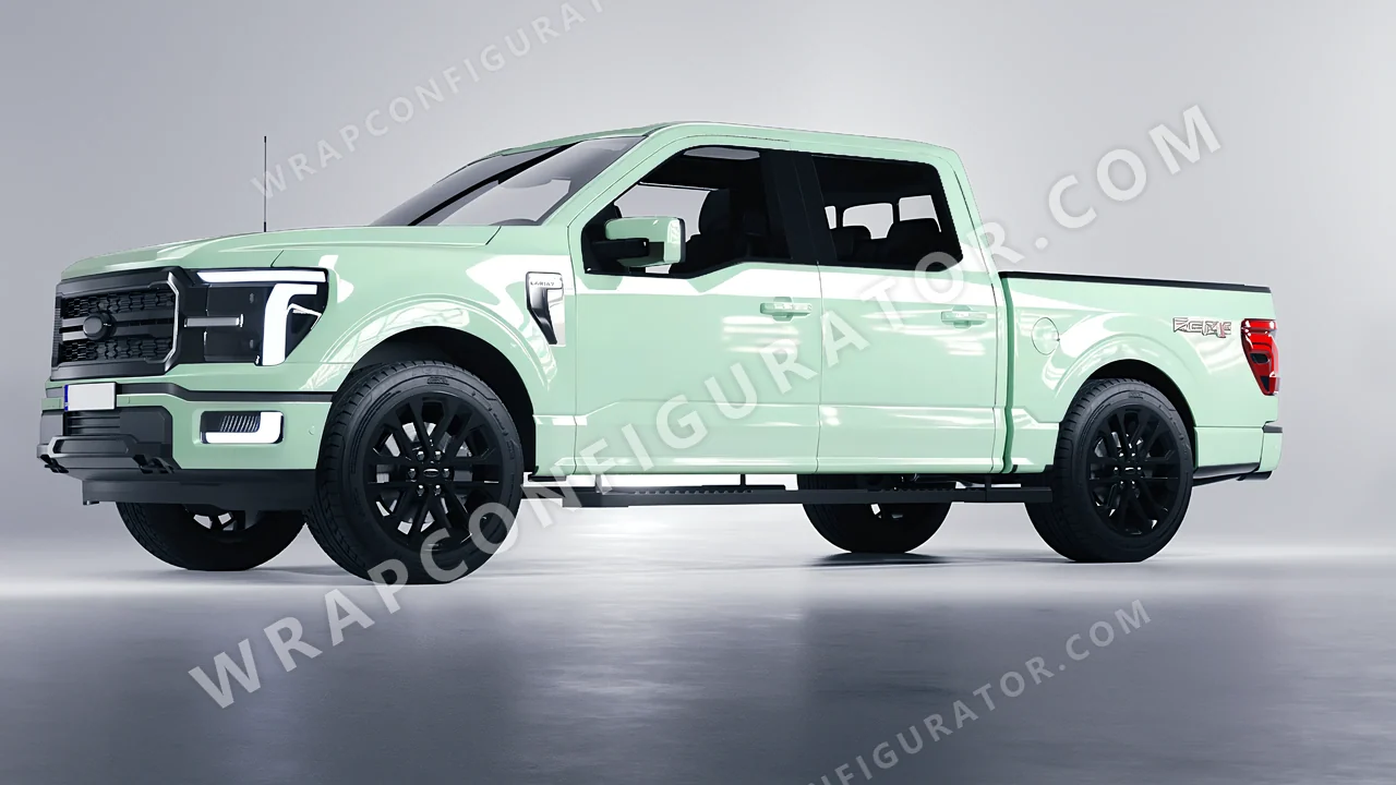 Green Ford F-150 Lariat 2024 wrapped in Colourshield PPF by HyperPro Light Mint Green HGF41-P