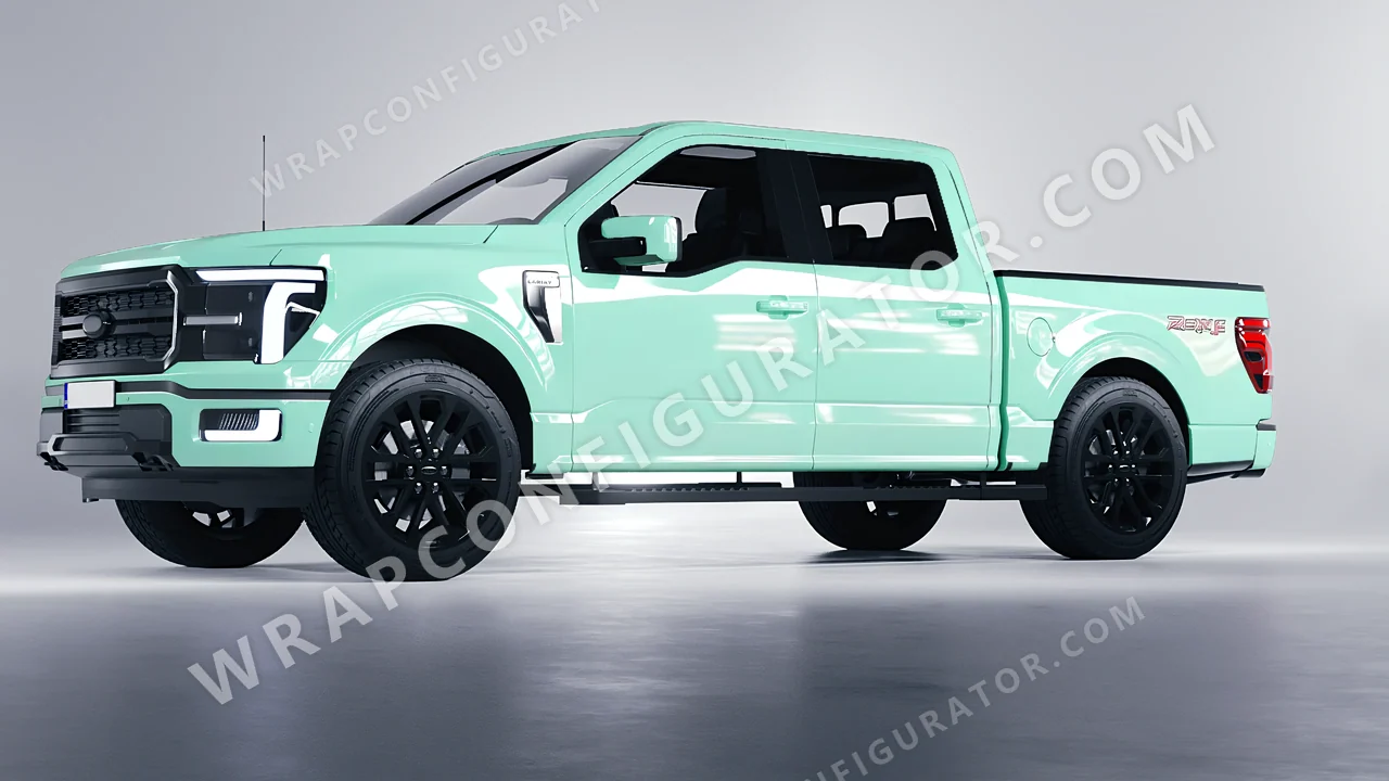 Green Ford F-150 Lariat 2024 wrapped in Colourshield PPF by HyperPro Mint Green HGF80-P