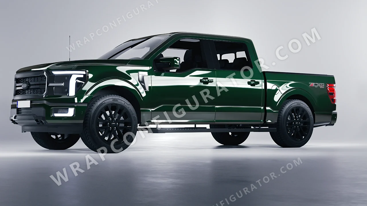 Green Ford F-150 Lariat 2024 wrapped in Colourshield PPF by HyperPro Racing Green HGF84-P