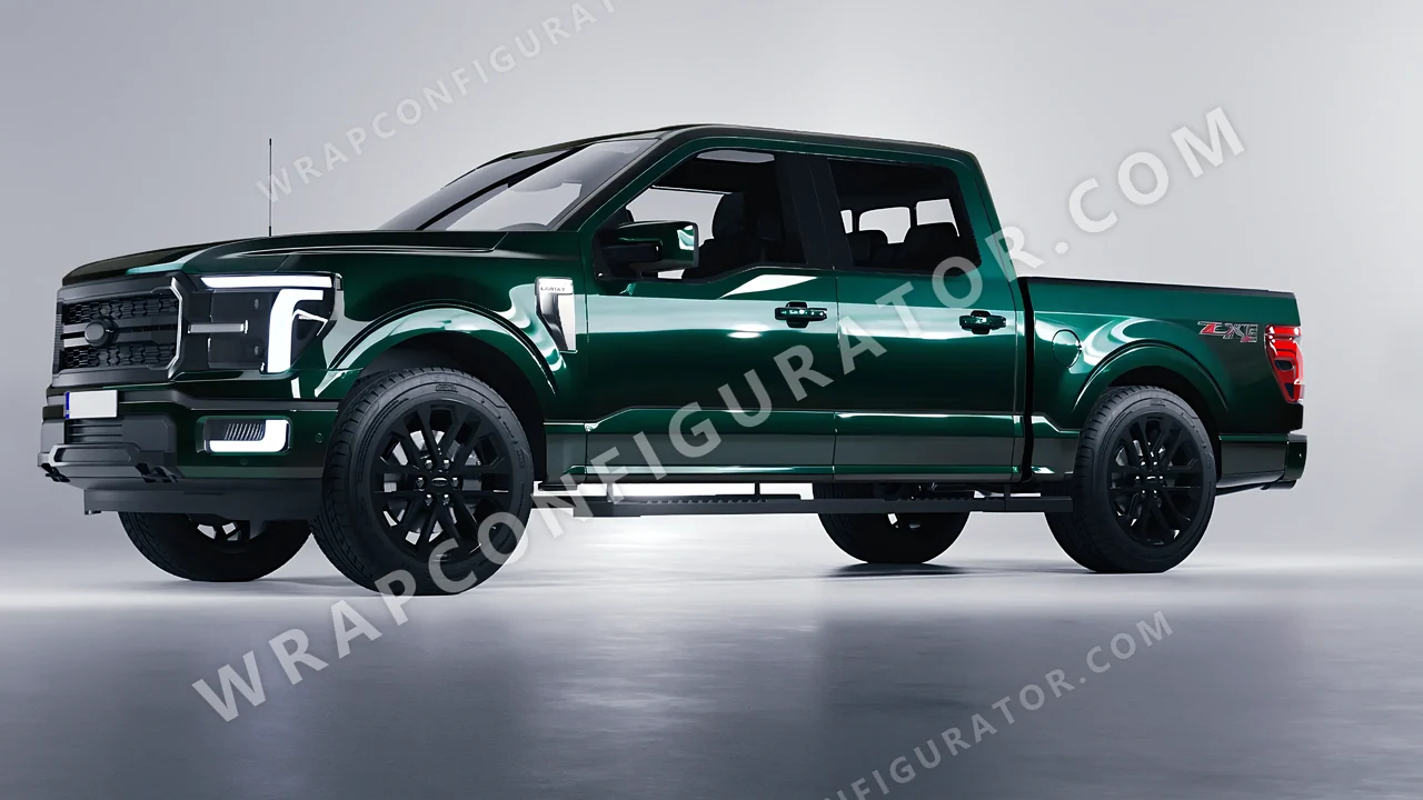 Green Ford F-150 Lariat 2024 wrapped in Colourshield PPF by HyperPro Retro Deep Green HGF31-P