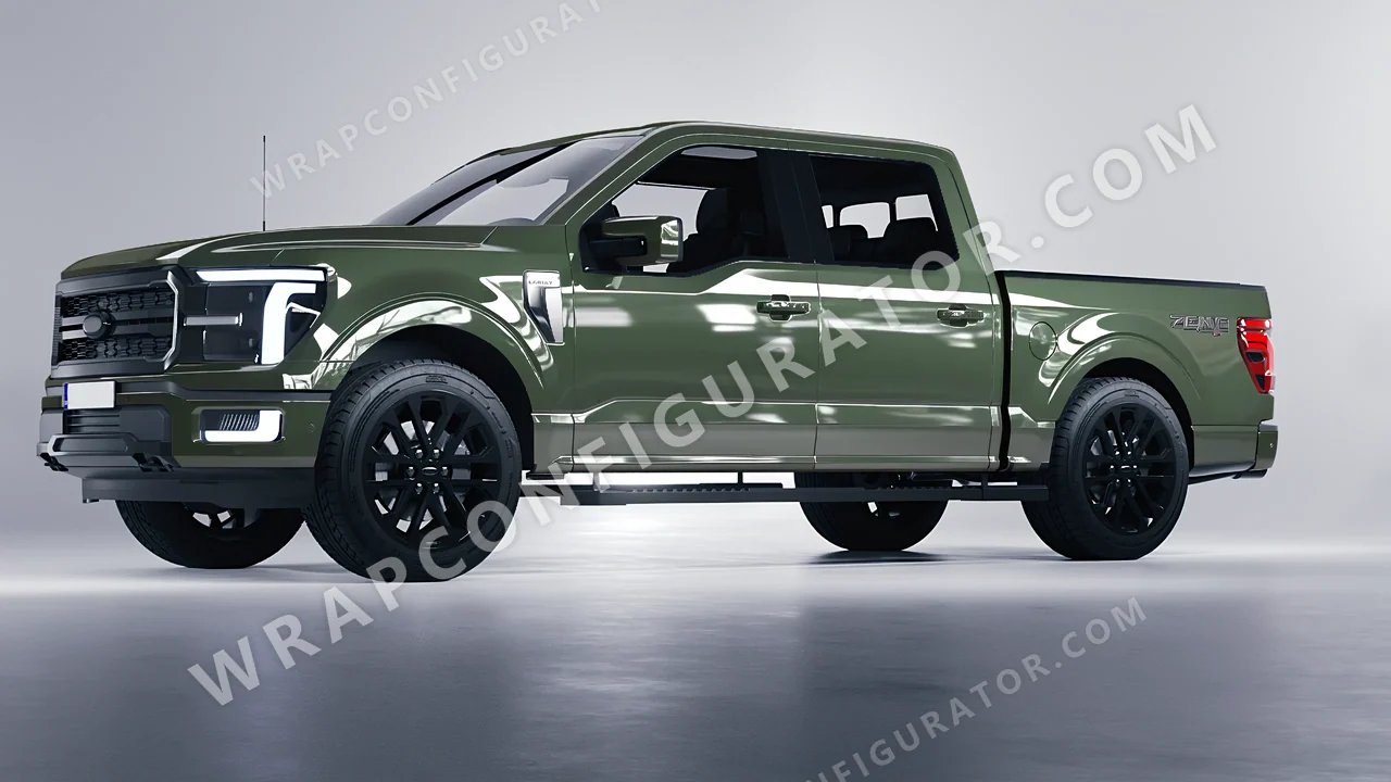 Green Ford F-150 Lariat 2024 wrapped in Colourshield PPF by HyperPro Retro Green HGF63-P