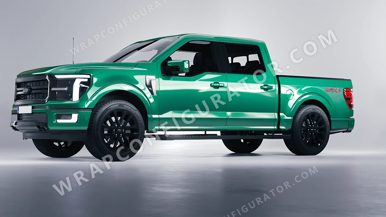 Green Ford F-150 Lariat 2024 wrapped in Colourshield PPF by HyperPro Sea Green HGF79-P