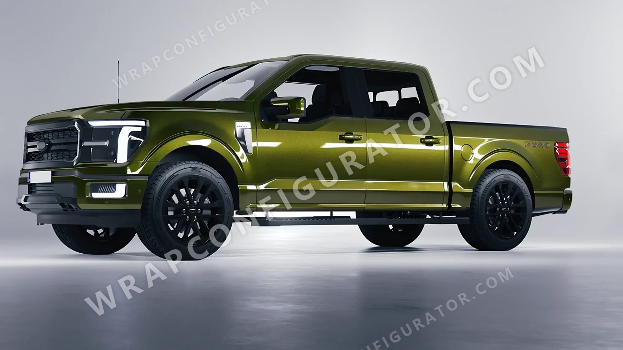 Green Ford F-150 Lariat 2024 wrapped in Colourshield PPF by HyperPro Seaweed Green HGM47-P
