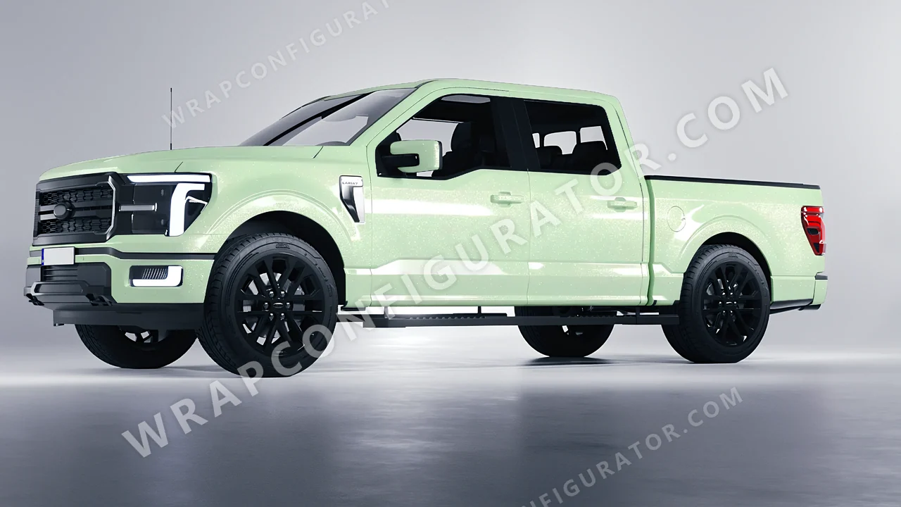 Green Ford F-150 Lariat 2024 wrapped in Colourshield PPF by HyperPro Spring Green GPF08-P