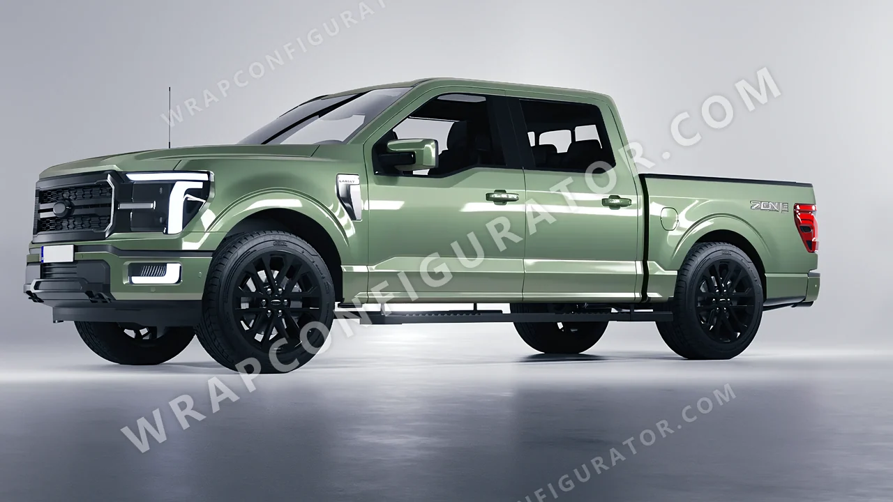 Green Ford F-150 Lariat 2024 wrapped in Colourshield PPF by HyperPro Spring Green HGM69-P
