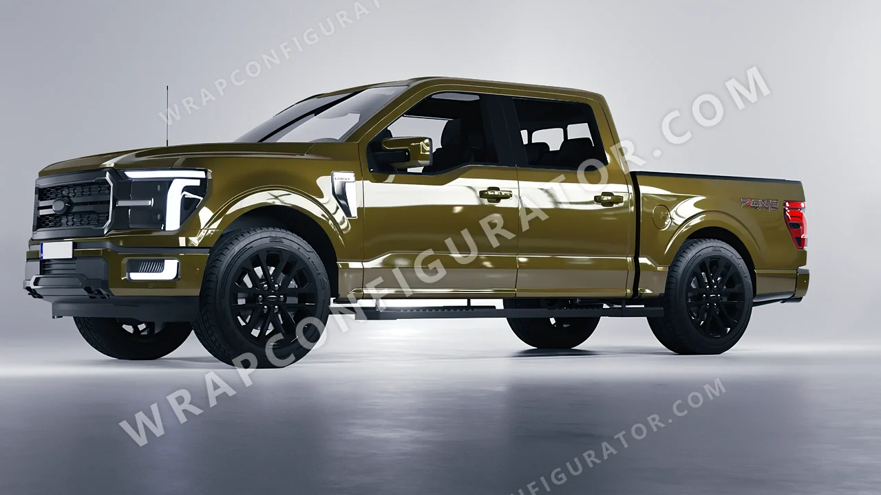 Green Ford F-150 Lariat 2024 wrapped in Inozetek Dynamic PPF Army Green DPPF933