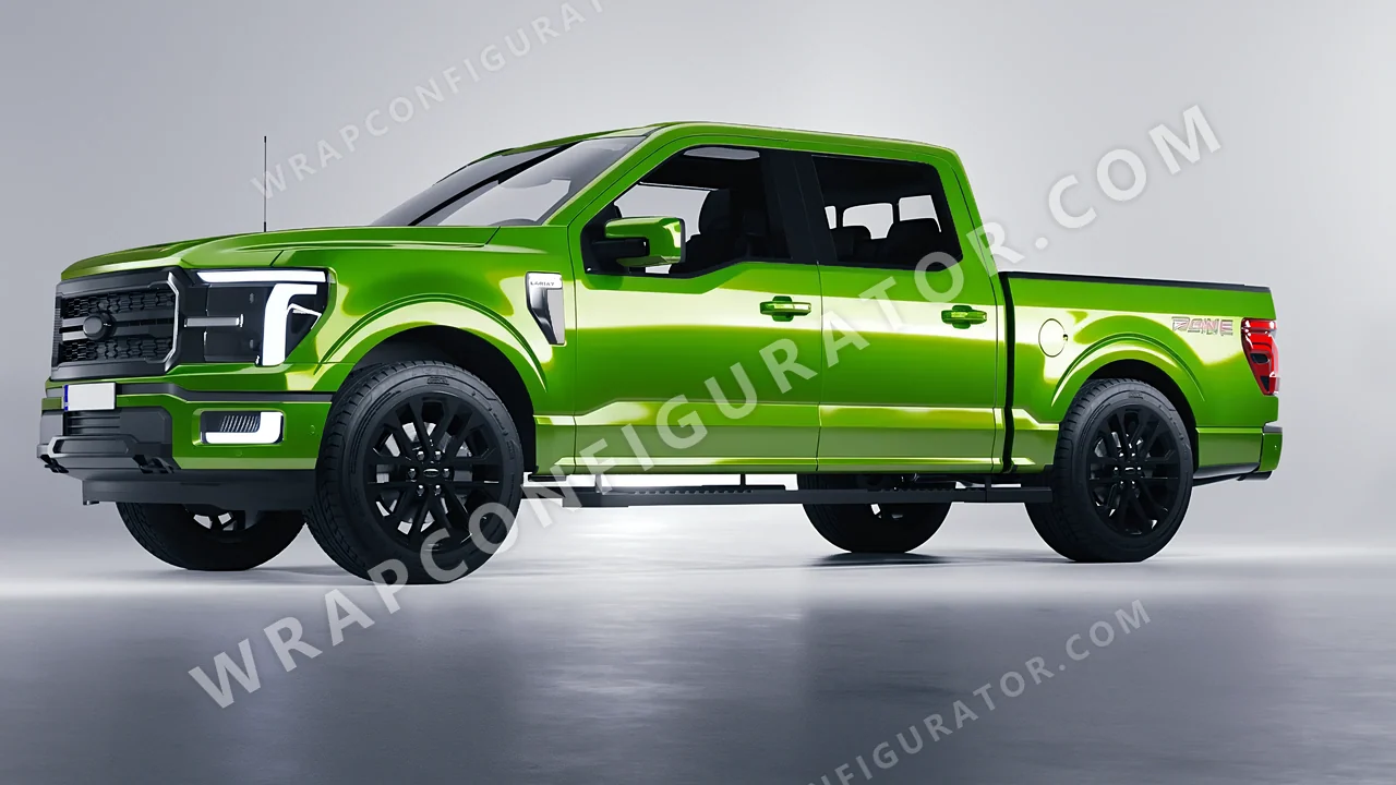 Green Ford F-150 Lariat 2024 wrapped in Inozetek Dynamic PPF Drift HQ Java Green DHQ999