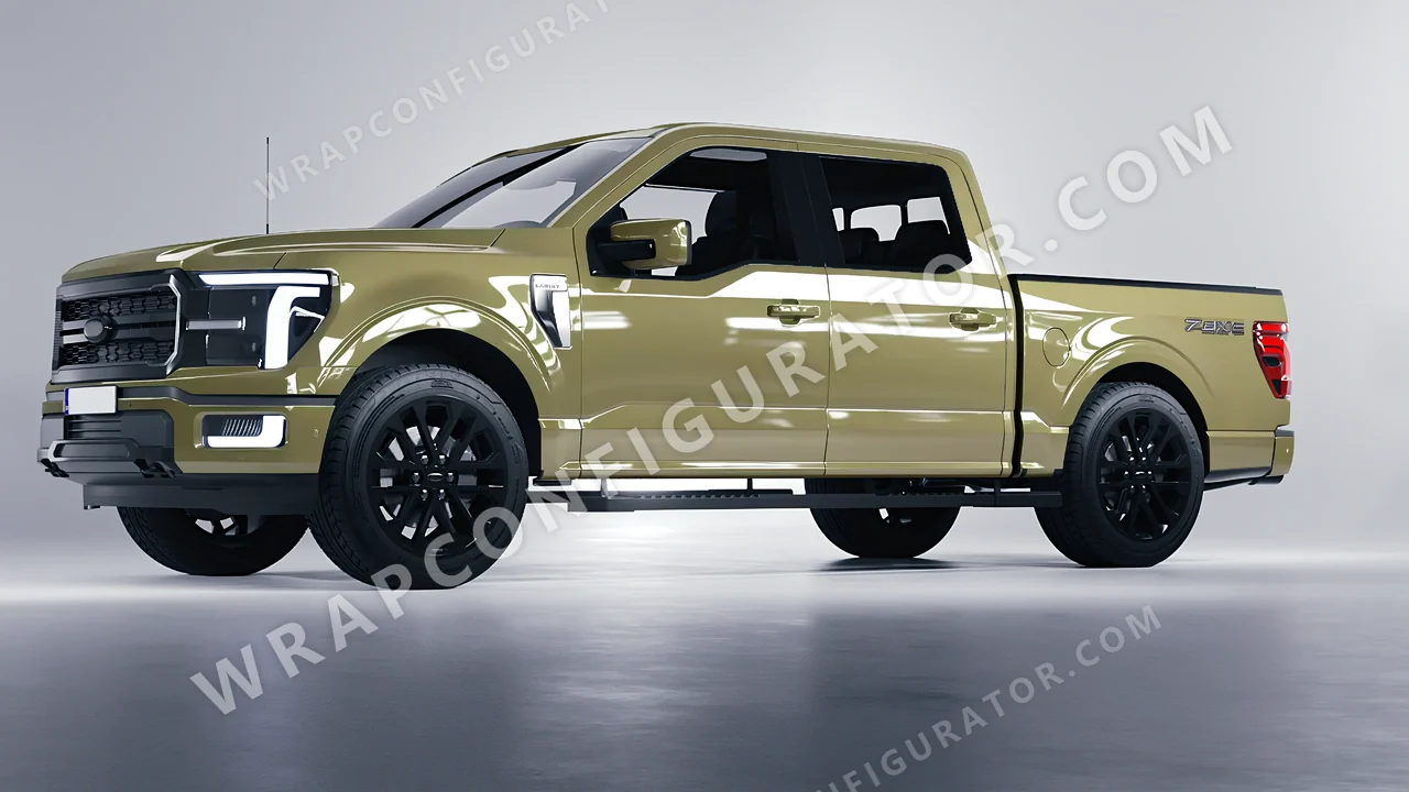Green Ford F-150 Lariat 2024 wrapped in Inozetek Dynamic PPF Khaki Green DPPF932