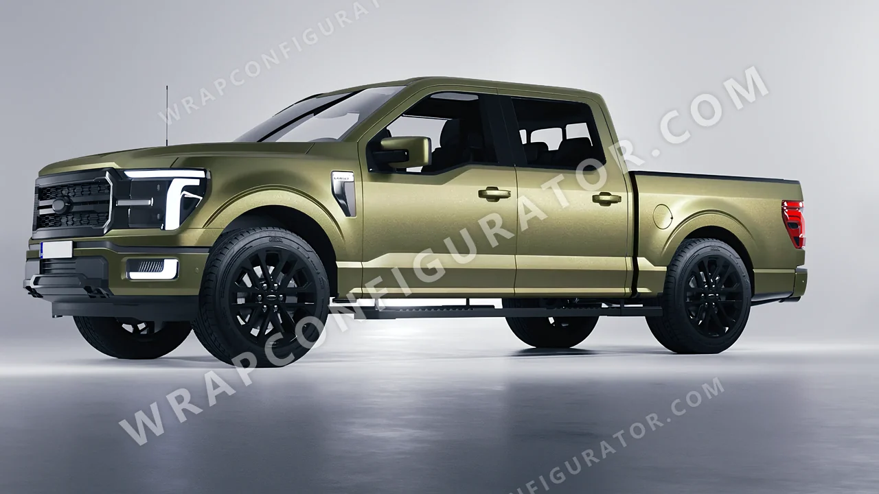 Green Ford F-150 Lariat 2024 wrapped in Inozetek Dynamic PPF Titanium Green DPPF817