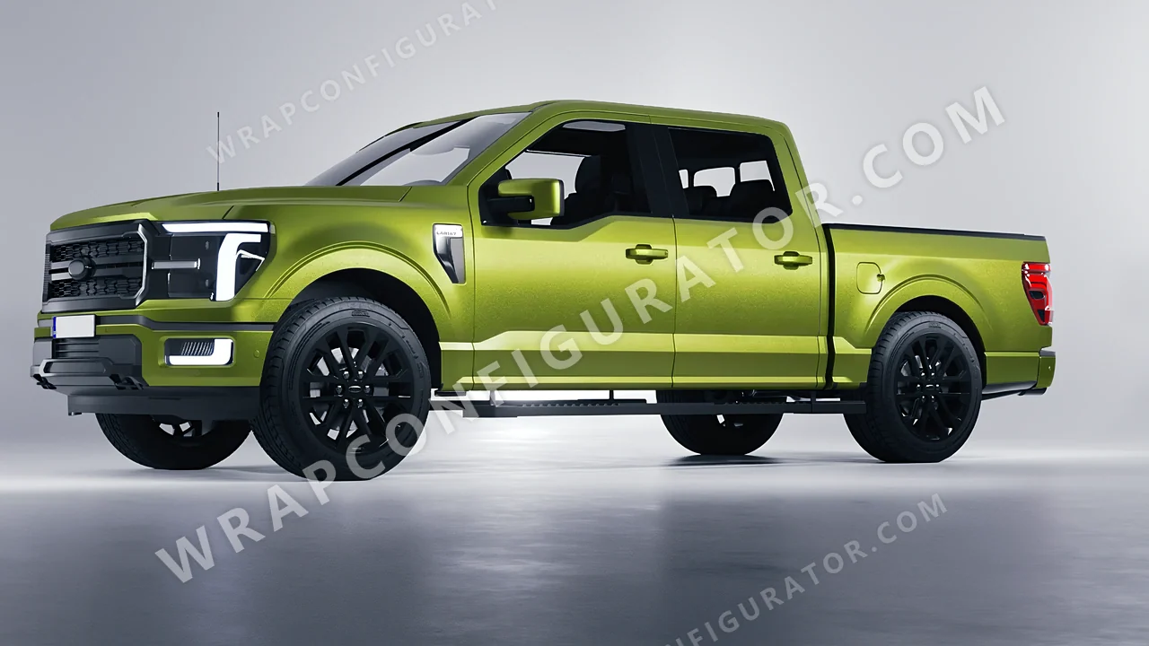 Green Ford F-150 Lariat 2024 wrapped in KPMF Matt Viper Green K75542
