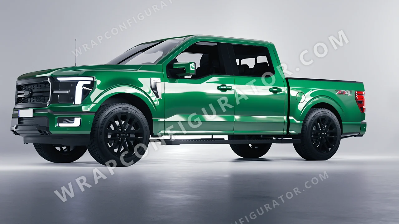 Green Ford F-150 Lariat 2024 wrapped in ORACAL Police Green 970RA-612G