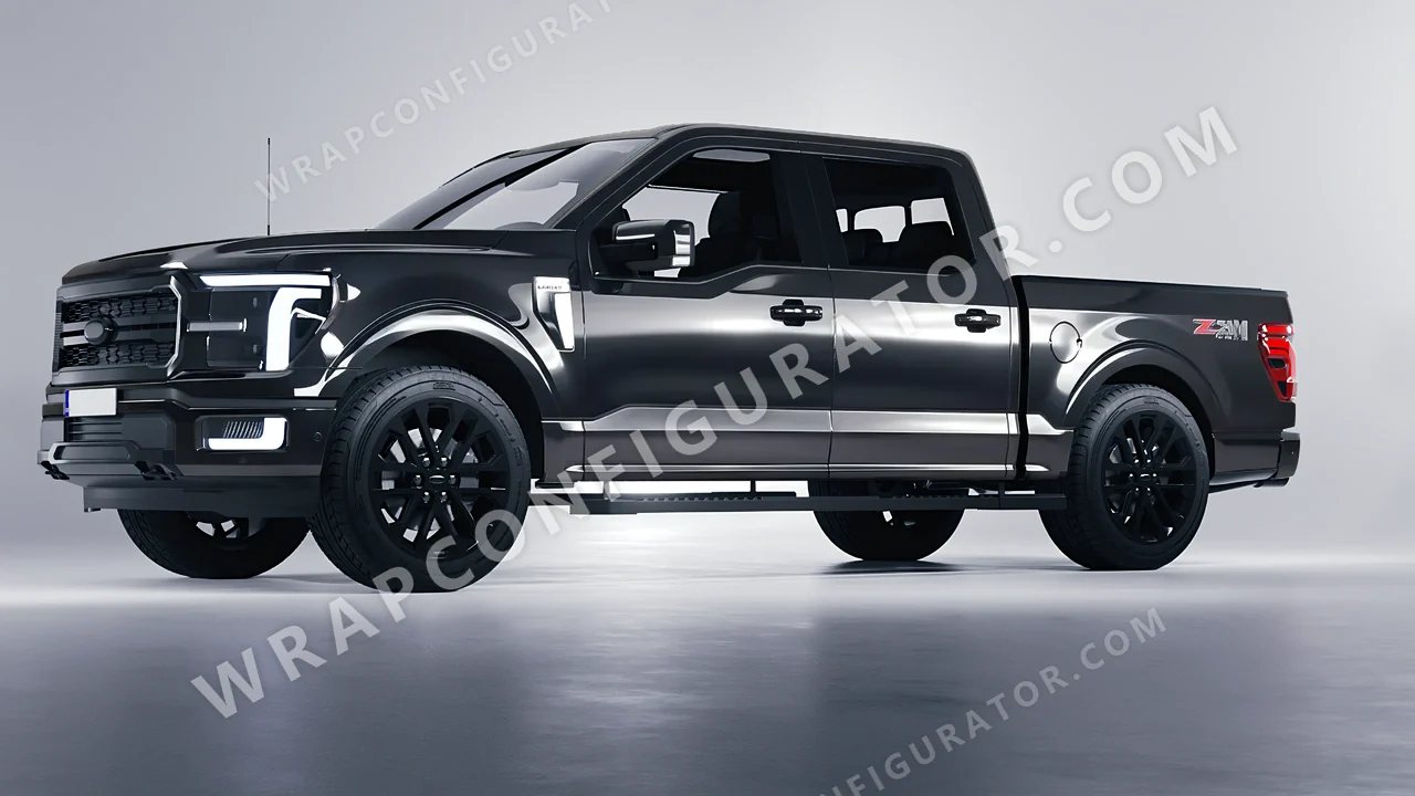 Grey Ford F-150 Lariat 2024 wrapped in 3M Gloss Anthracite G201