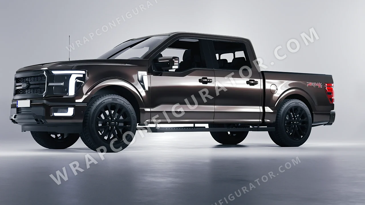 Grey Ford F-150 Lariat 2024 wrapped in 3M Gloss Charcoal Metallic G211