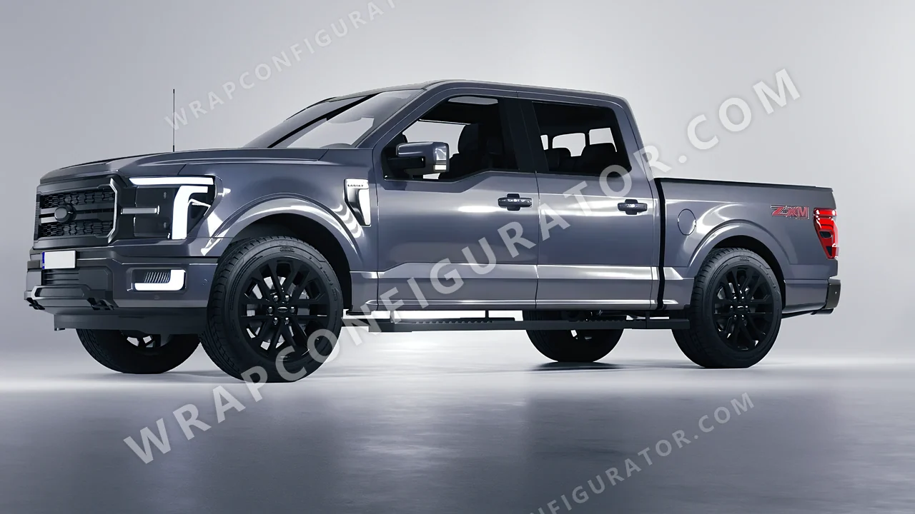 Grey Ford F-150 Lariat 2024 wrapped in 3M Gloss Glacier Gray GP291