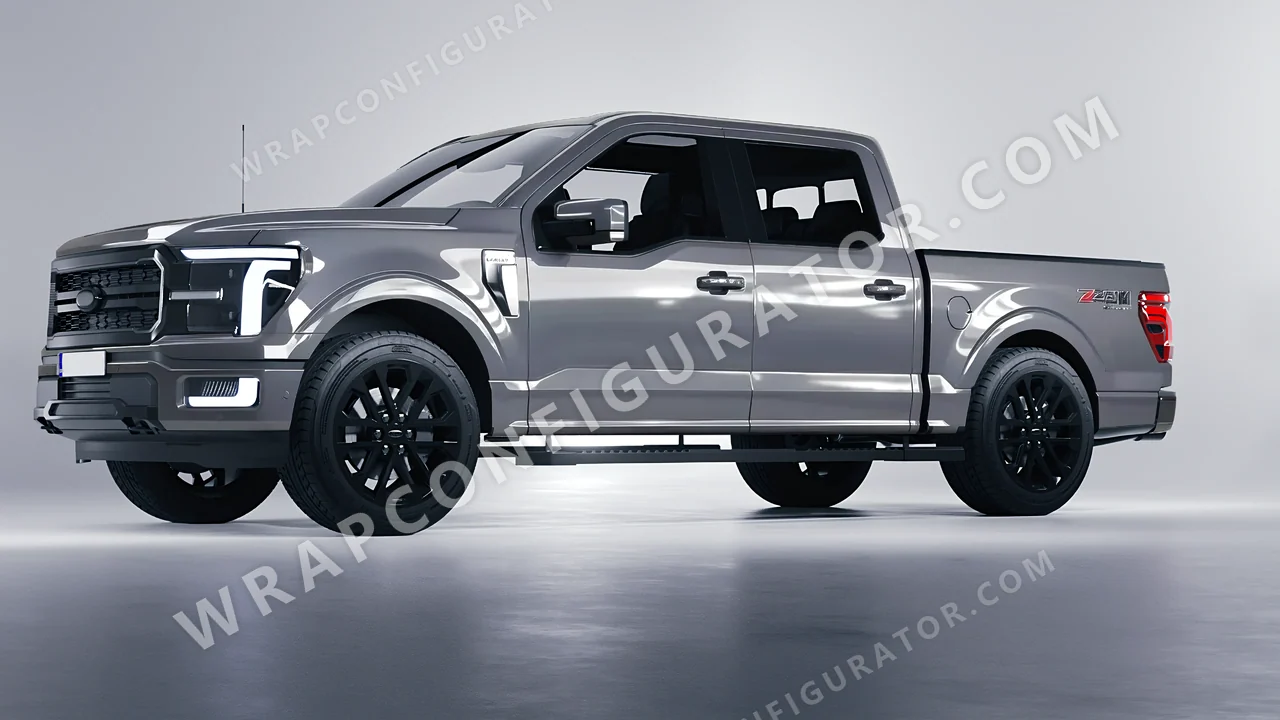 Grey Ford F-150 Lariat 2024 wrapped in 3M Gloss Storm Gray G31