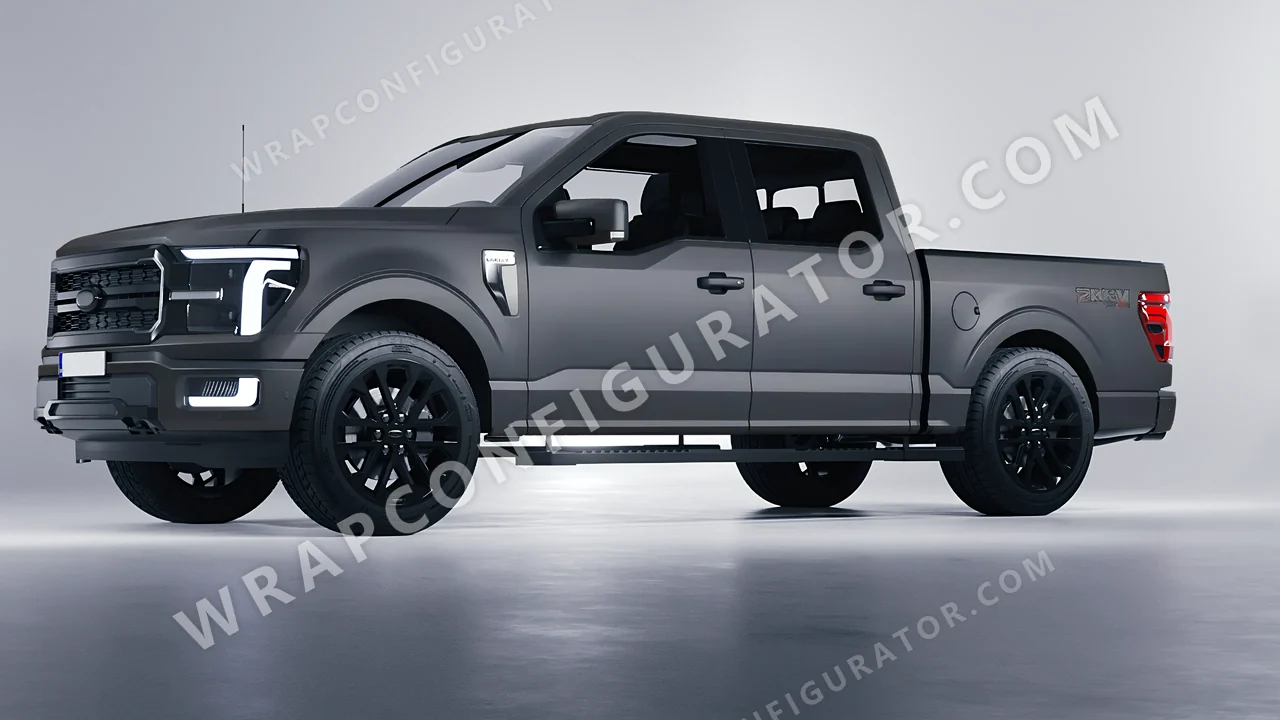 Grey Ford F-150 Lariat 2024 wrapped in 3M Matte Dark Gray M261