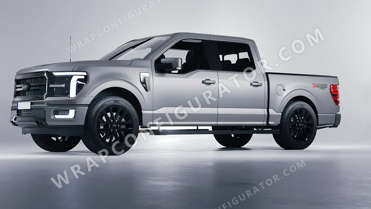 Grey Ford F-150 Lariat 2024 wrapped in 3M Matte Gray Aluminum M230