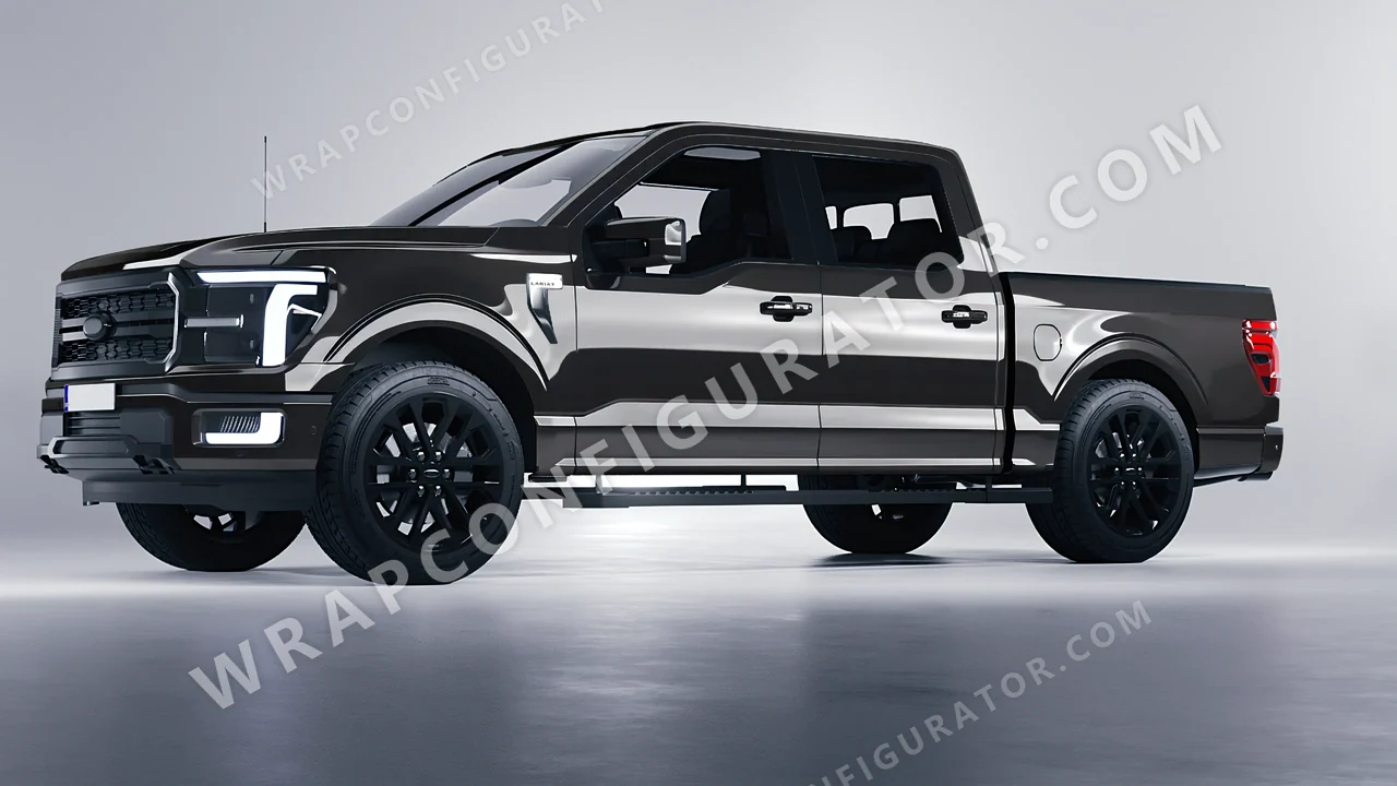 Grey Ford F-150 Lariat 2024 wrapped in 3M Meteor Gray HG81