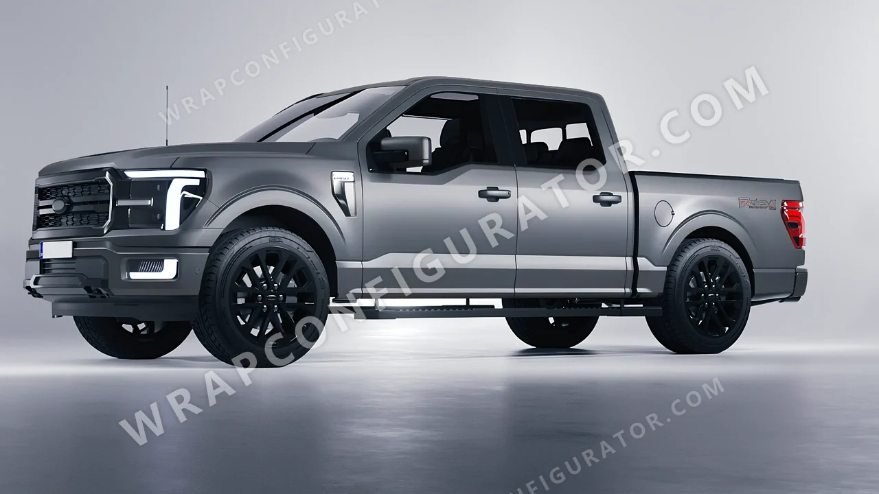 Grey Ford F-150 Lariat 2024 wrapped in 3M Satin Battleship Gray S51