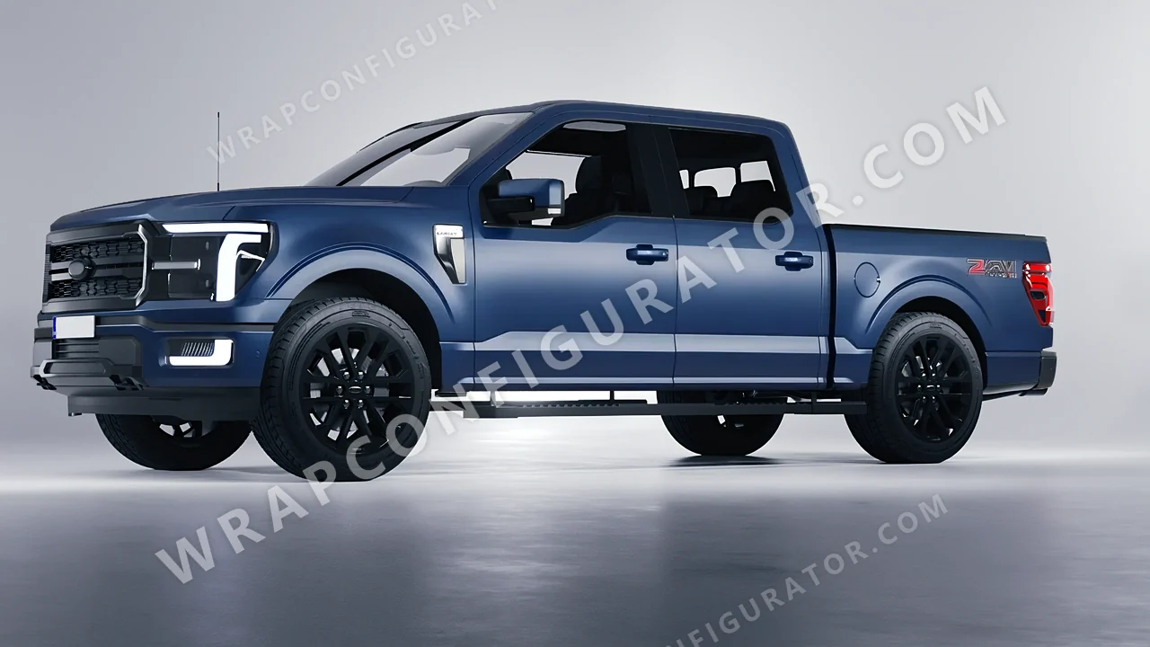 Grey Ford F-150 Lariat 2024 wrapped in 3M Satin Thundercloud S271
