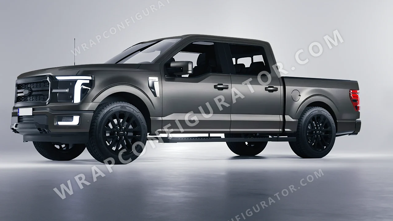 Grey Ford F-150 Lariat 2024 wrapped in Avery Dennison Dark Grey SW900-854-M