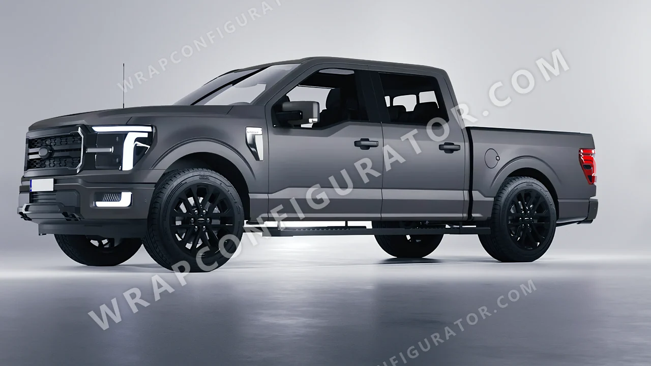 Grey Ford F-150 Lariat 2024 wrapped in Avery Dennison Dark Grey SW900-856-O