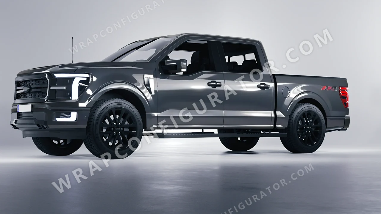 Grey Ford F-150 Lariat 2024 wrapped in Avery Dennison Dark Grey SW900-865-O