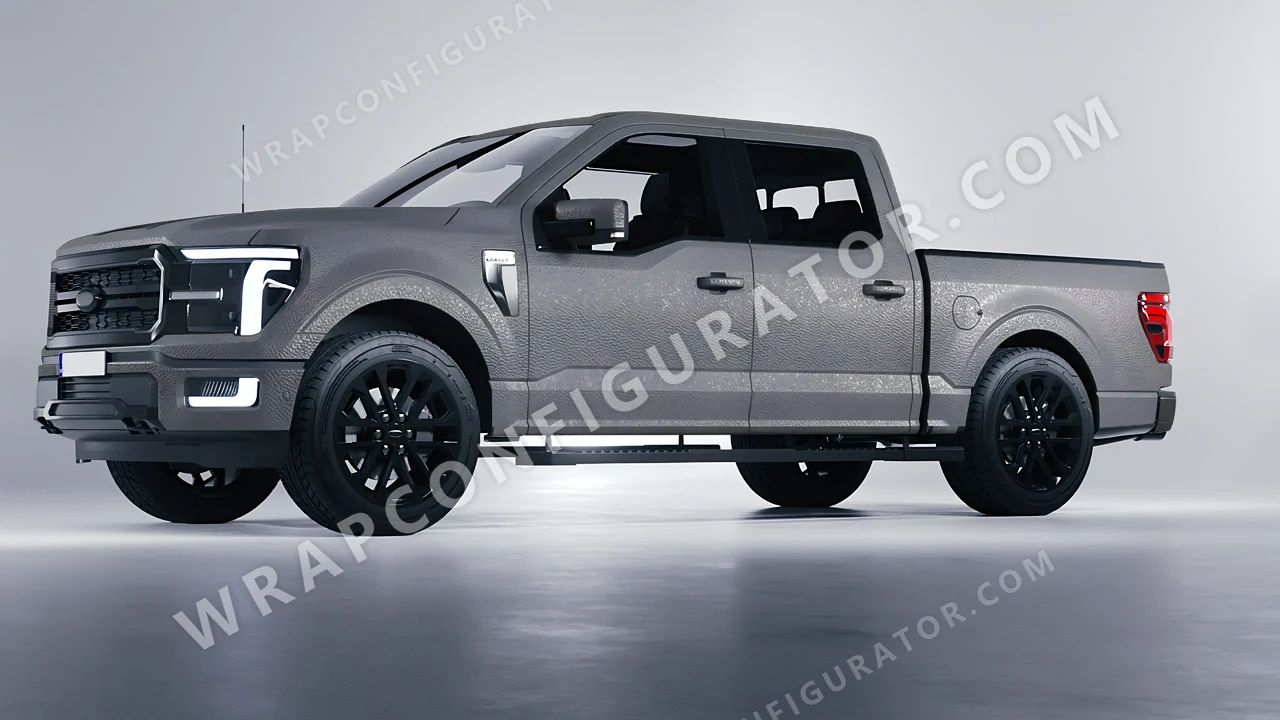 Grey Ford F-150 Lariat 2024 wrapped in Avery Dennison Rugged Bedrock Grey SW900-824-X