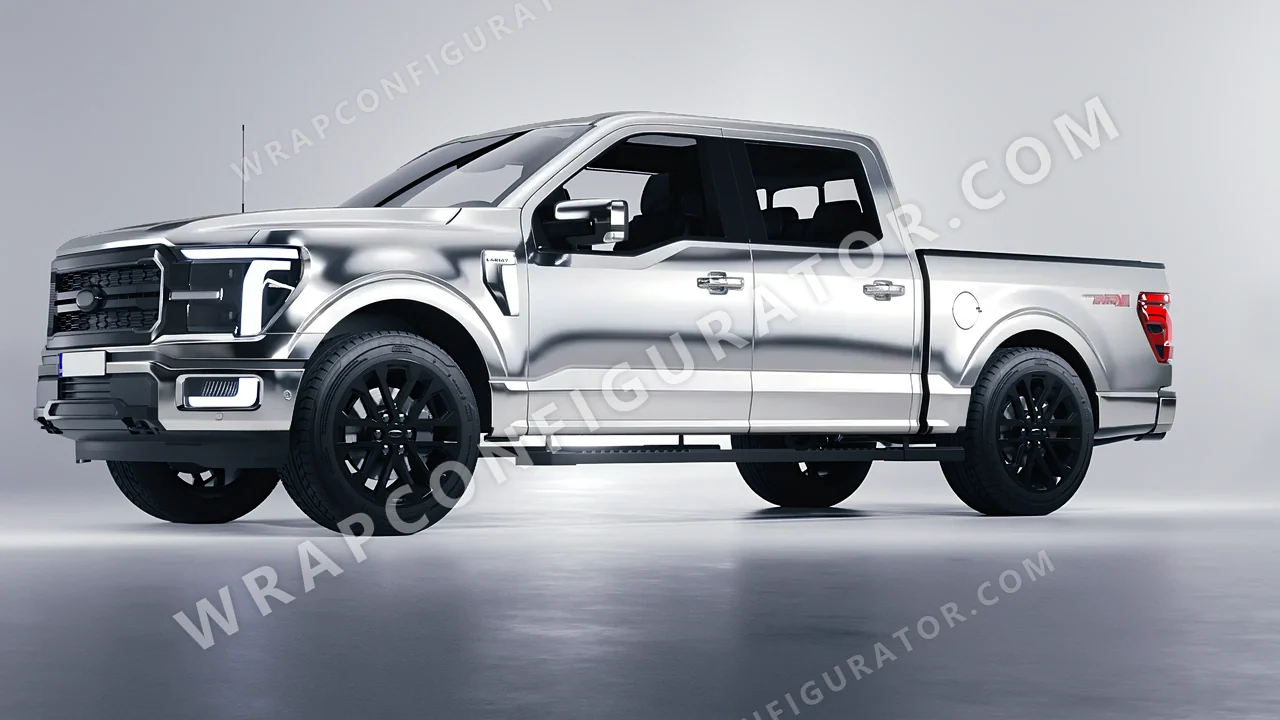Grey Ford F-150 Lariat 2024 wrapped in Avery Dennison Silver SF100-843-S