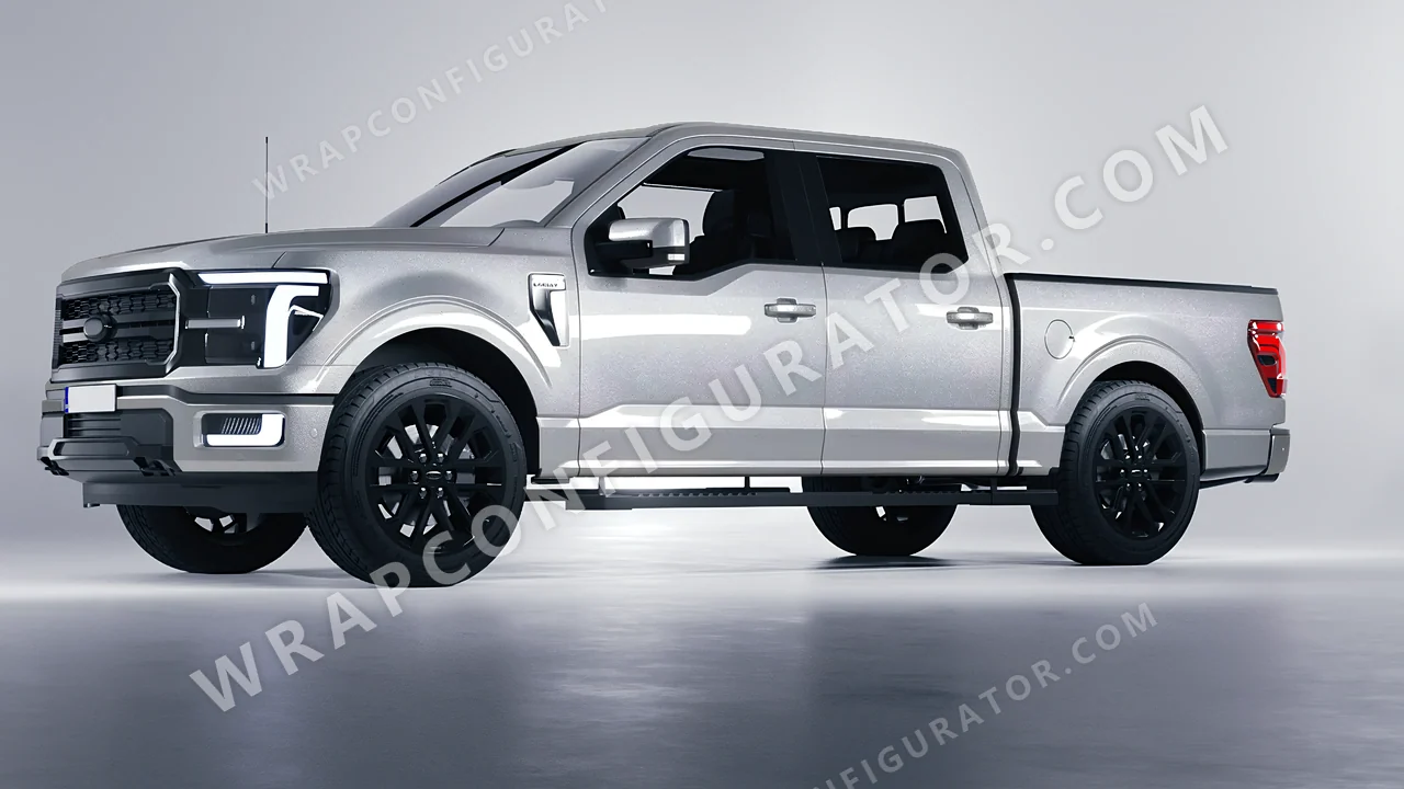 Grey Ford F-150 Lariat 2024 wrapped in Avery Dennison Silver SW900-803-M