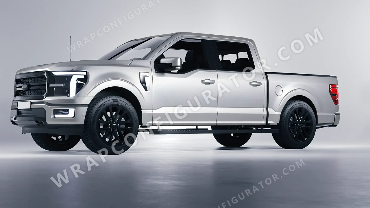 Grey Ford F-150 Lariat 2024 wrapped in Avery Dennison Silver SW900-857-M