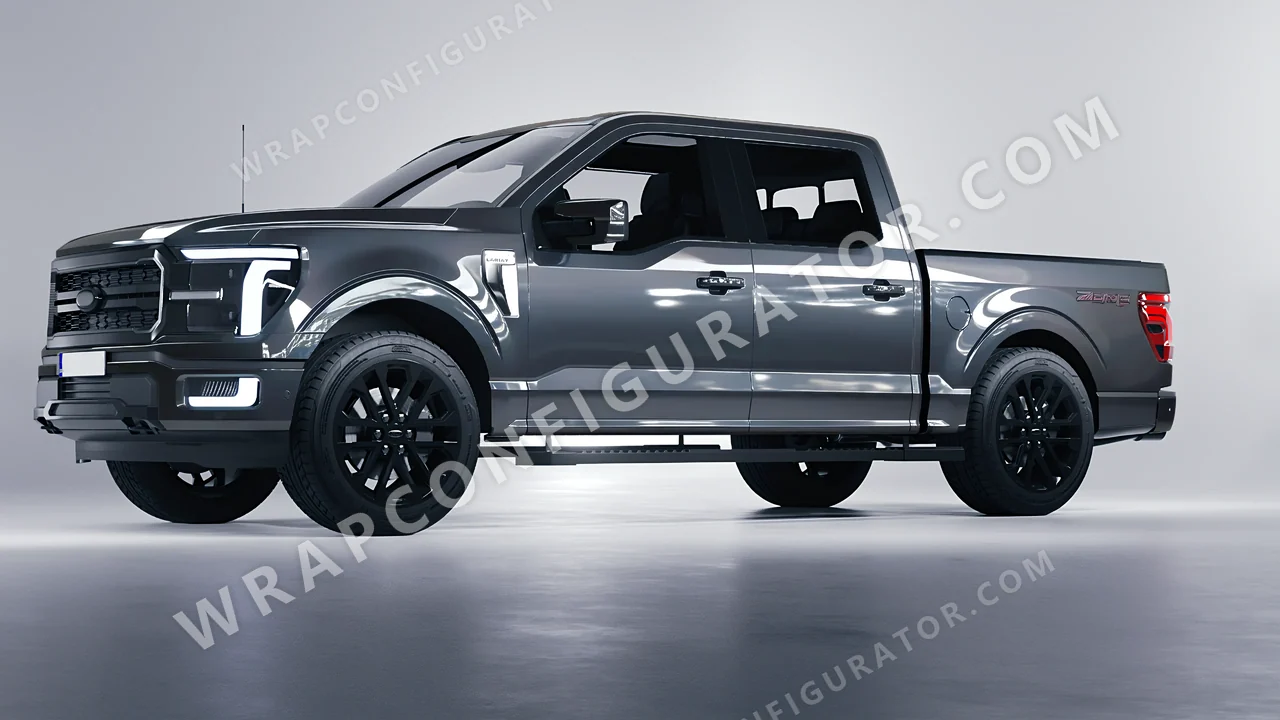 Grey Ford F-150 Lariat 2024 wrapped in Colourshield PPF by HyperPro Shark Gray HGF102-P