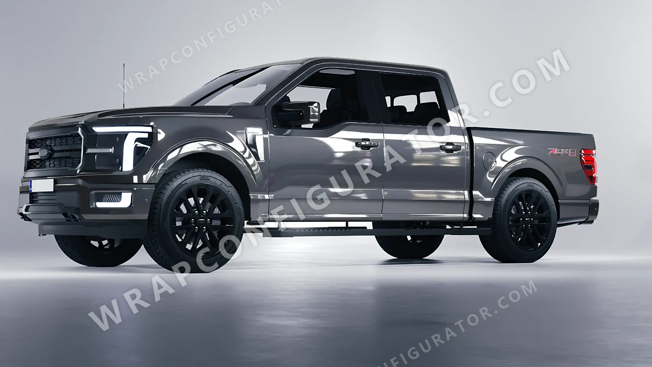 Grey Ford F-150 Lariat 2024 wrapped in Inozetek Dynamic PPF Falcon Grey DPPF905