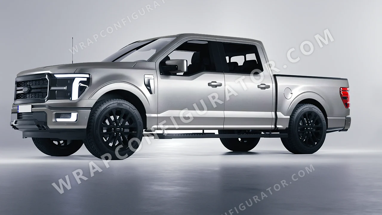 Grey Ford F-150 Lariat 2024 wrapped in Inozetek Dynamic PPF Silver DPPF808