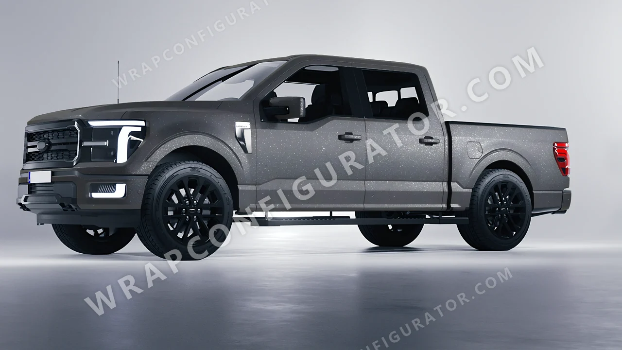 Grey Ford F-150 Lariat 2024 wrapped in KPMF Dark Grey Matt K89015