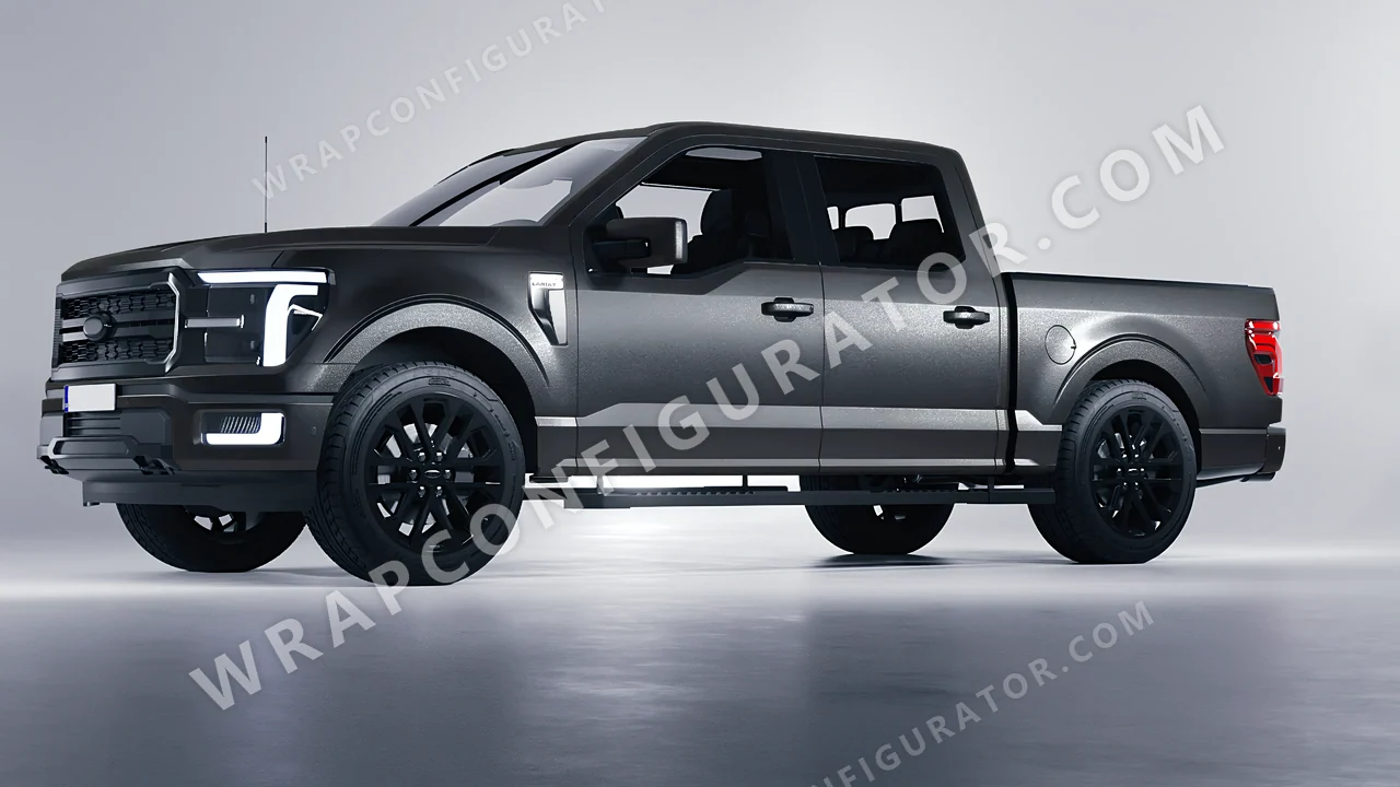 Grey Ford F-150 Lariat 2024 wrapped in KPMF Matt Anthracite K75320