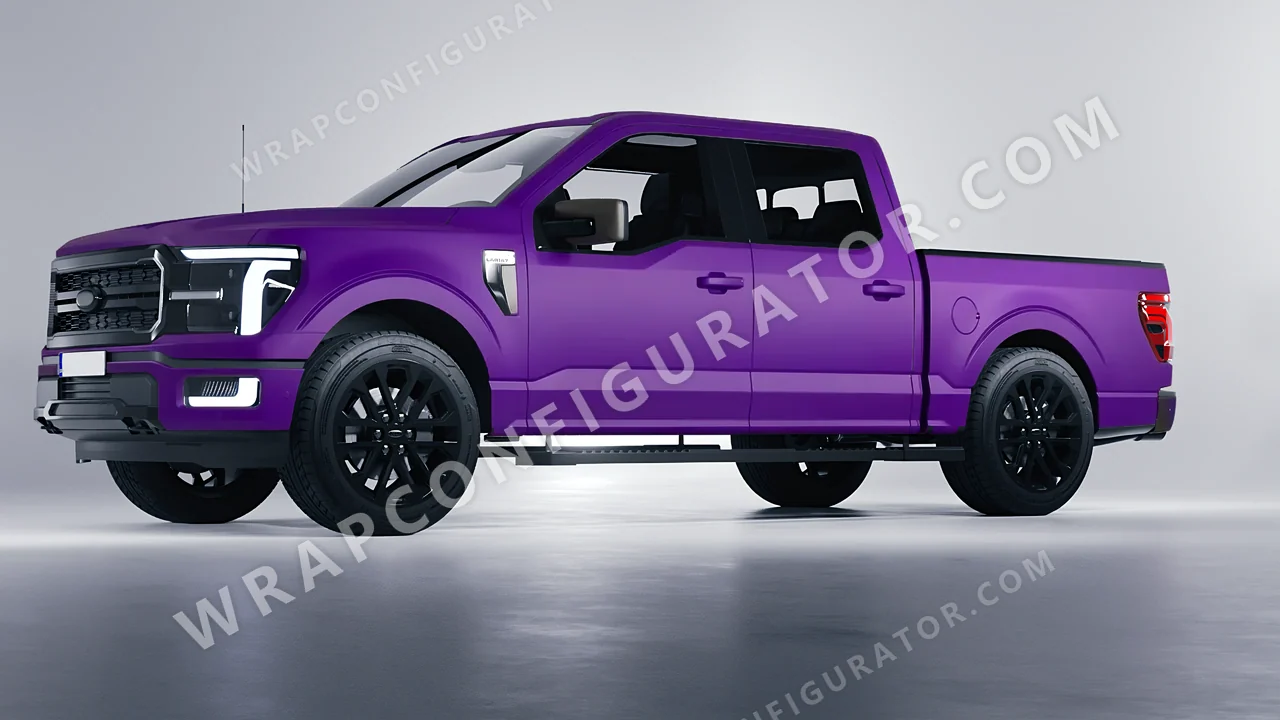 Grey Ford F-150 Lariat 2024 wrapped in KPMF Matt Iced Amethyst Titanium K75568