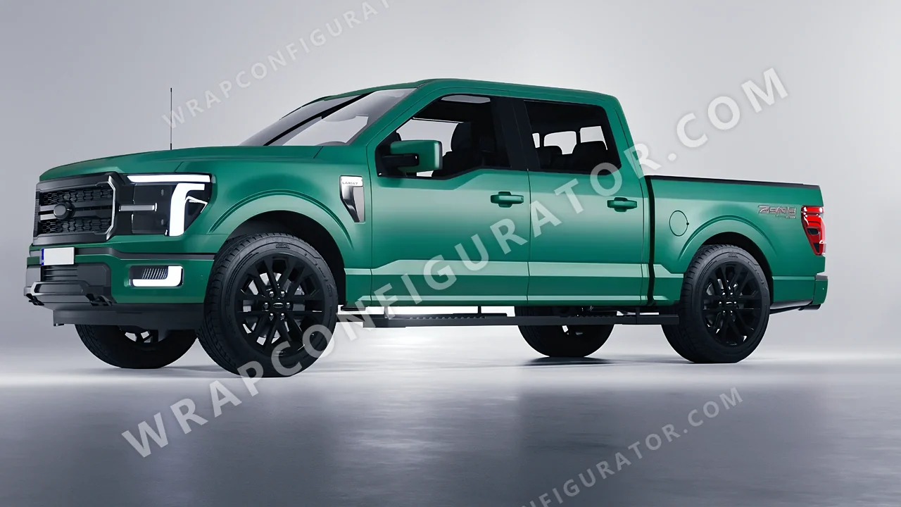 Grey Ford F-150 Lariat 2024 wrapped in KPMF Matt Iced Green Titanium K75507