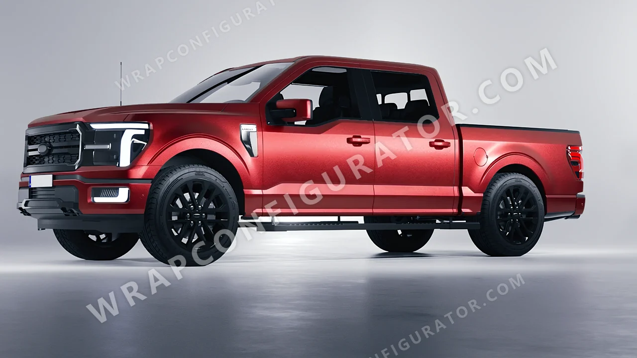 Grey Ford F-150 Lariat 2024 wrapped in KPMF Matt Iced Red Titanium K75506