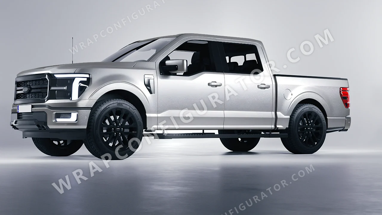 Grey Ford F-150 Lariat 2024 wrapped in KPMF Matt Iced Silver Titanium K75501
