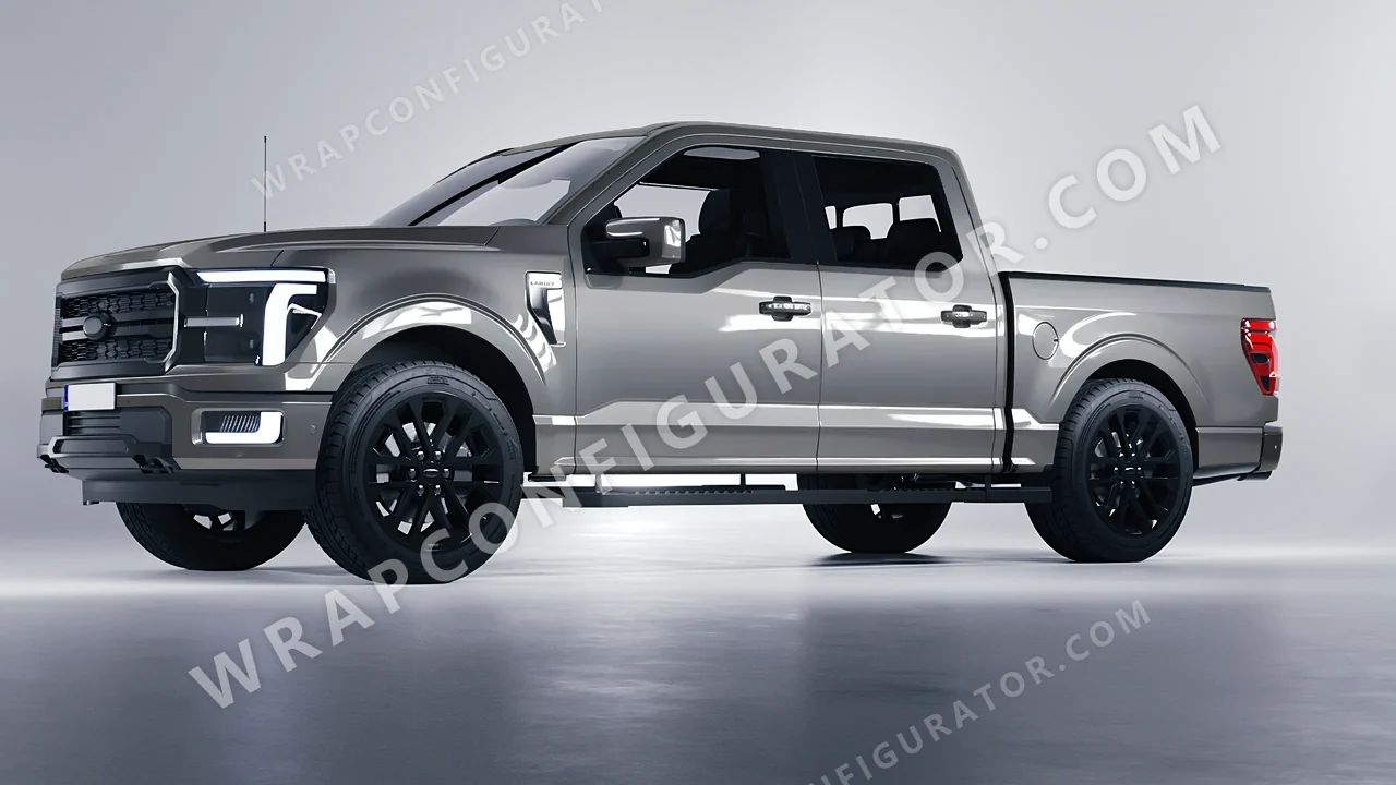 Grey Ford F-150 Lariat 2024 wrapped in ORACAL Aluminium 970RA-908G