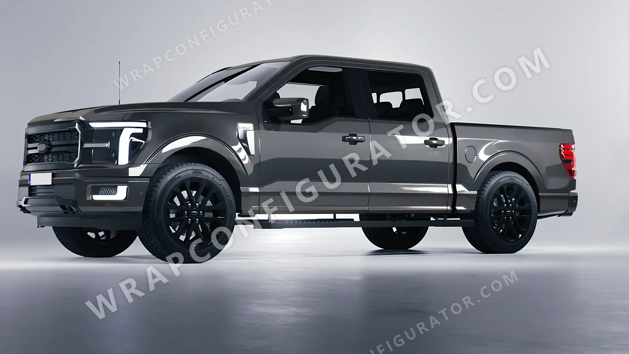 Grey Ford F-150 Lariat 2024 wrapped in ORACAL Anthracite 970RA-093G