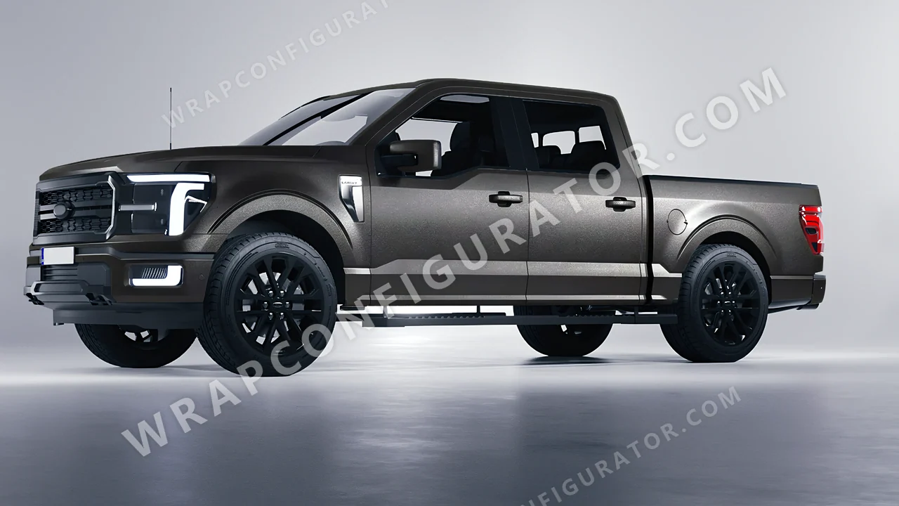 Grey Ford F-150 Lariat 2024 wrapped in ORACAL Charcoal 970RA-937M