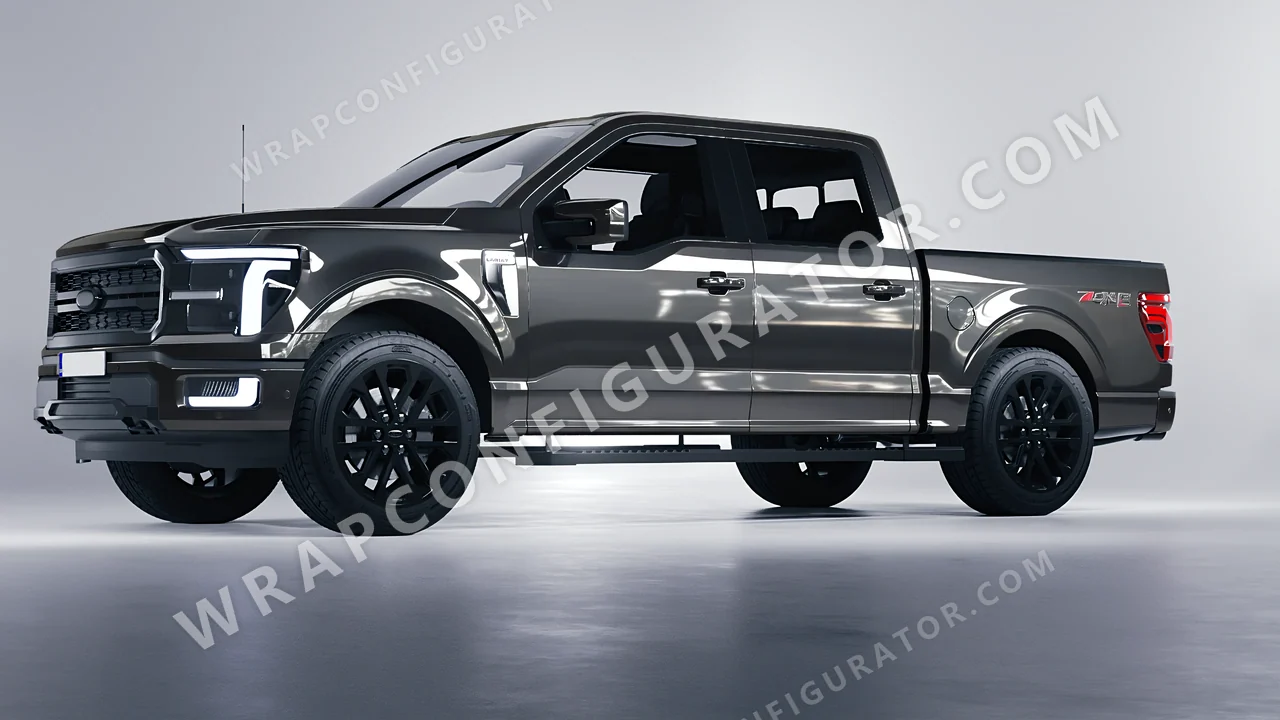 Grey Ford F-150 Lariat 2024 wrapped in ORACAL Dark Grey 970RA-073G