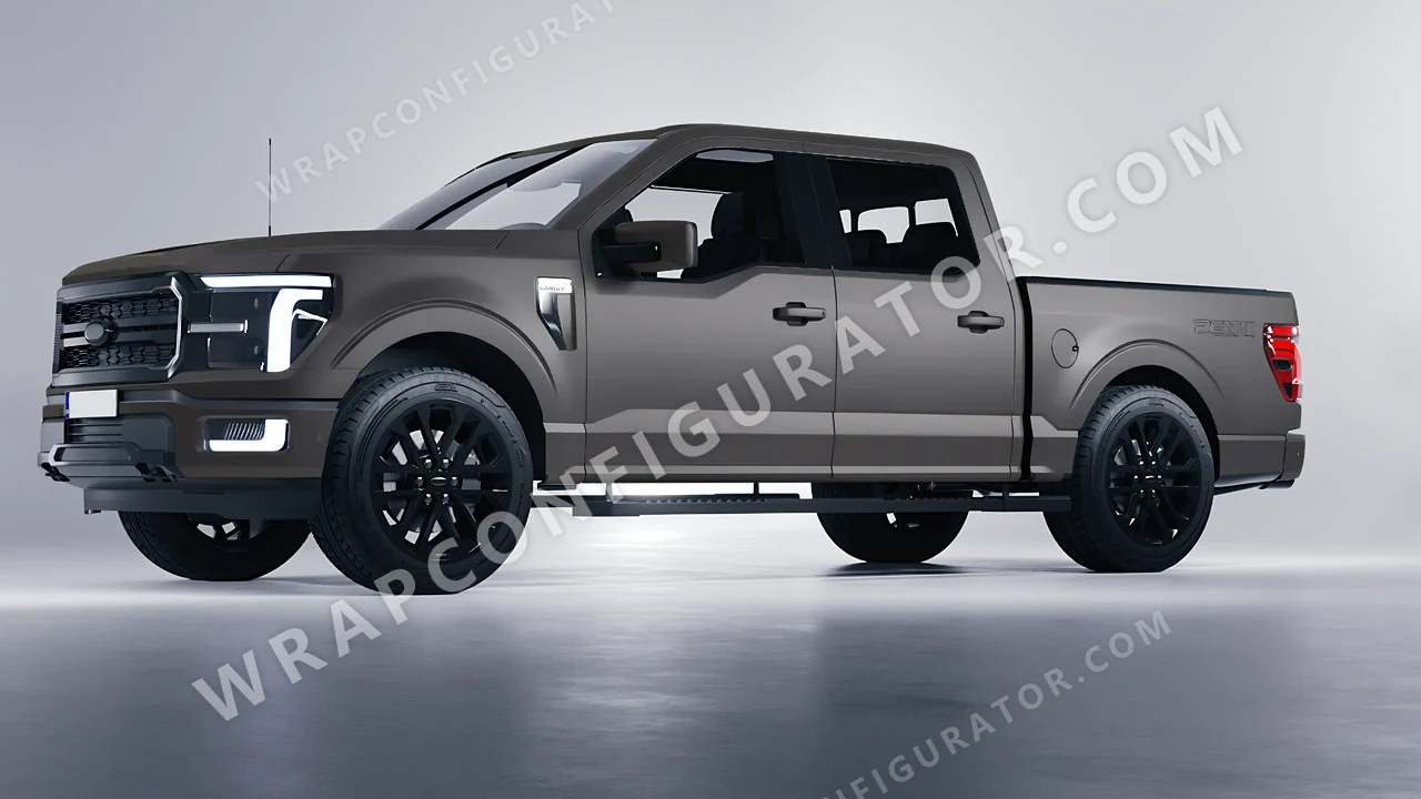 Grey Ford F-150 Lariat 2024 wrapped in ORACAL Dark Grey 970RA-073M