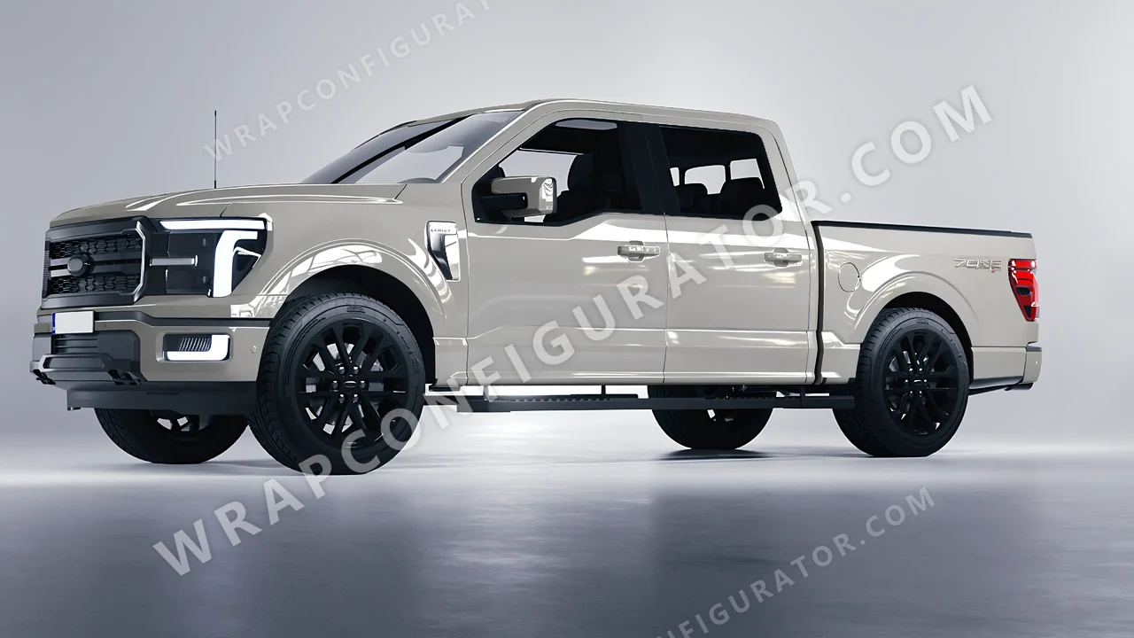 Grey Ford F-150 Lariat 2024 wrapped in ORACAL Ice Grey 970RA-724G