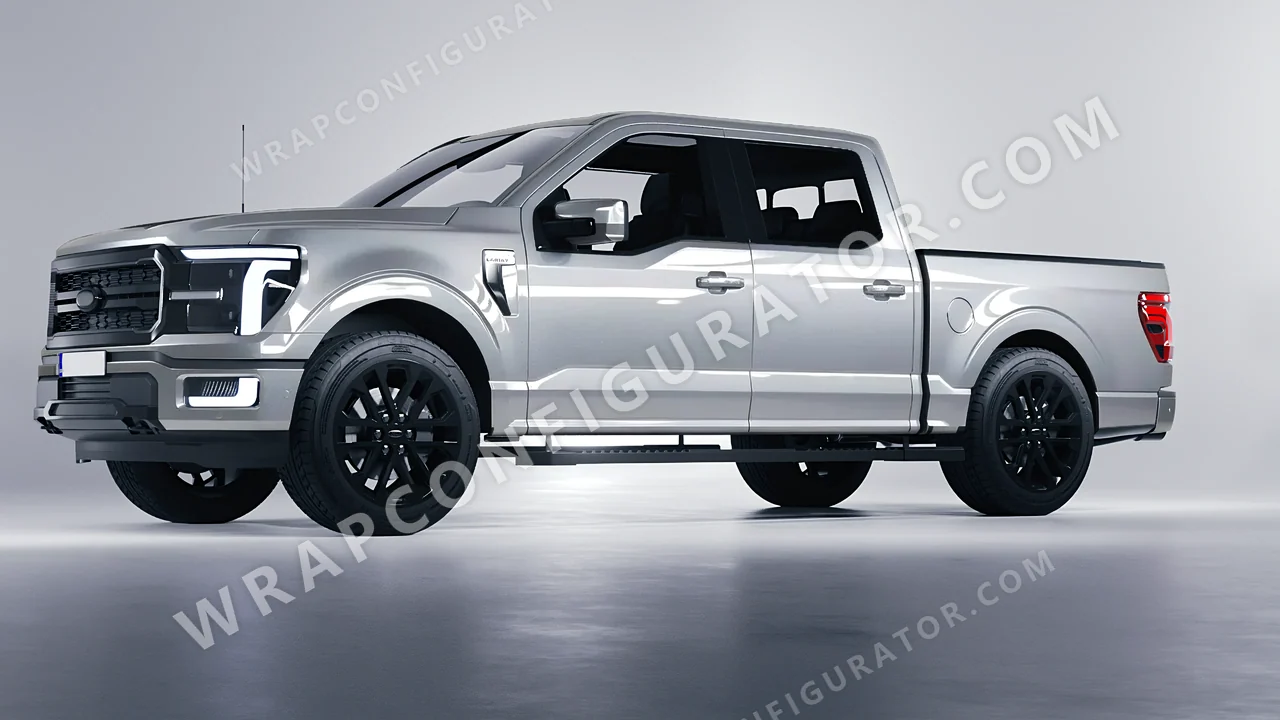 Grey Ford F-150 Lariat 2024 wrapped in ORACAL Silver Grey 970RA-090G