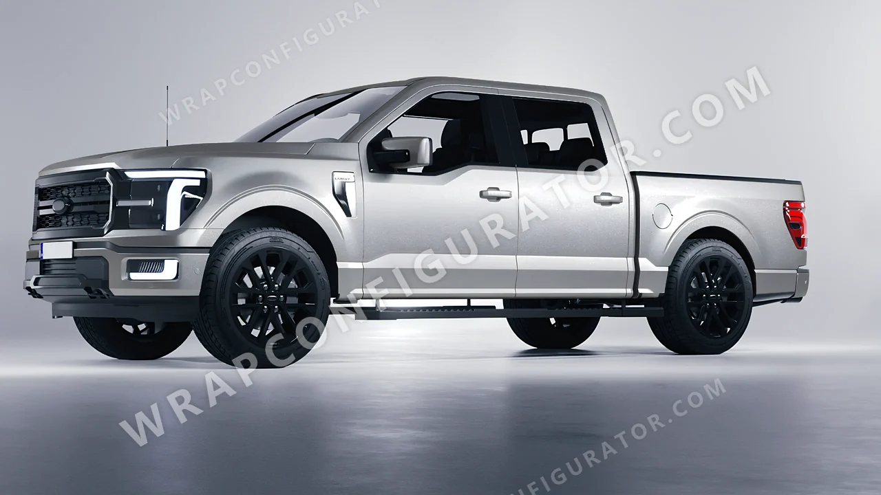 Grey Ford F-150 Lariat 2024 wrapped in ORACAL Silver Grey 970RA-090M