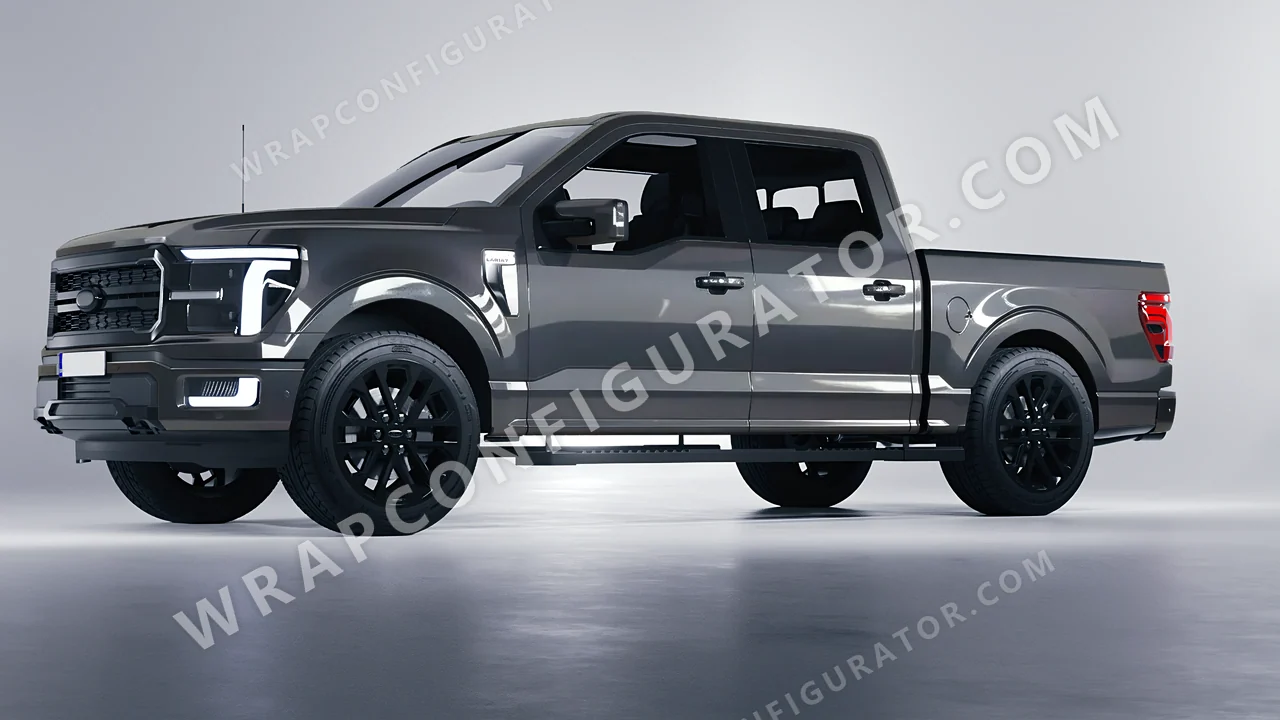 Grey Ford F-150 Lariat 2024 wrapped in ORACAL Steel 970RA-795G