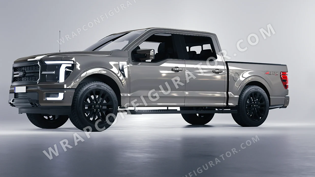 Grey Ford F-150 Lariat 2024 wrapped in ORACAL Telegrey 970RA-076G